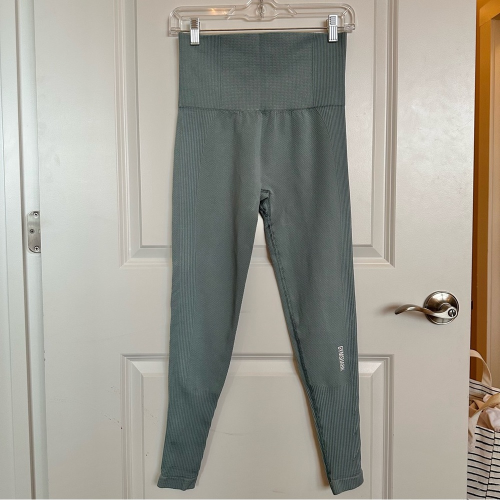 S Teal Gymshark Seamless Fold Over Leggings